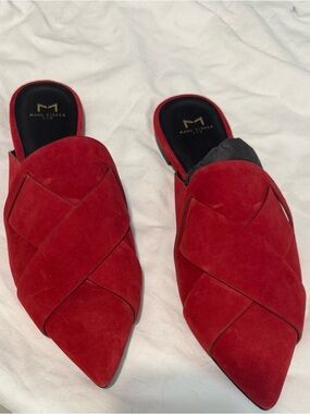 Marc Fisher Red Suede Pointed Toe Mules Size 8 NEW